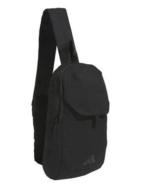 Black Adidas Essentials Sling Bag With 60" Crossbody Strap Multiple Pockets-NWOT